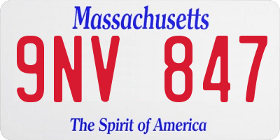 MA license plate 9NV847