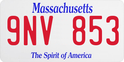 MA license plate 9NV853