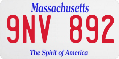 MA license plate 9NV892