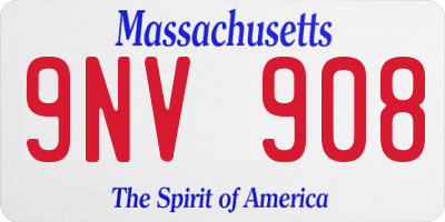 MA license plate 9NV908