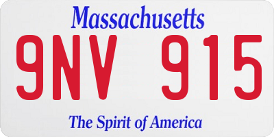 MA license plate 9NV915