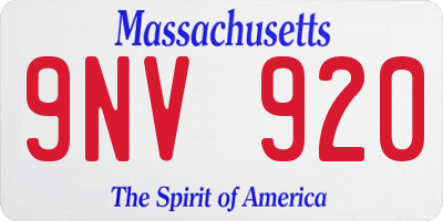 MA license plate 9NV920