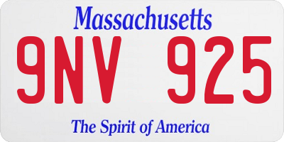 MA license plate 9NV925