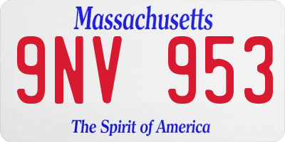 MA license plate 9NV953