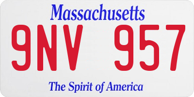 MA license plate 9NV957