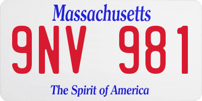MA license plate 9NV981