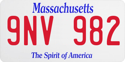 MA license plate 9NV982