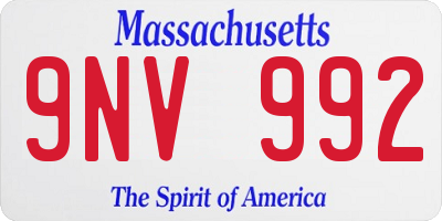 MA license plate 9NV992