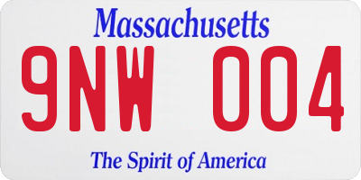 MA license plate 9NW004