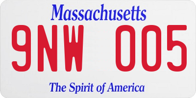 MA license plate 9NW005