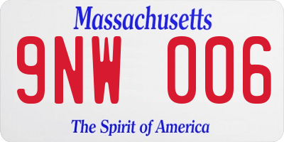 MA license plate 9NW006
