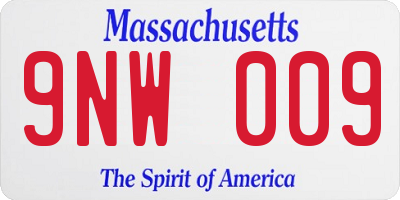 MA license plate 9NW009