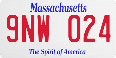 MA license plate 9NW024