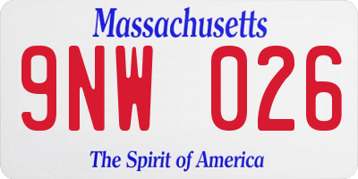 MA license plate 9NW026