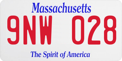 MA license plate 9NW028