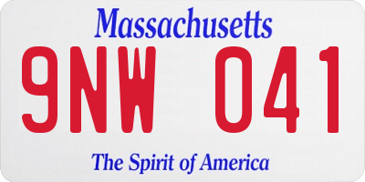 MA license plate 9NW041