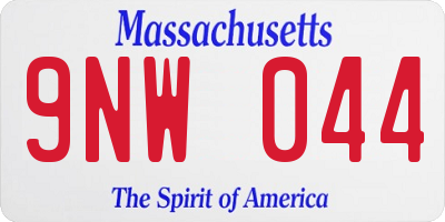 MA license plate 9NW044