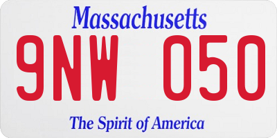MA license plate 9NW050