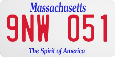 MA license plate 9NW051