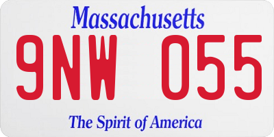 MA license plate 9NW055