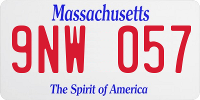 MA license plate 9NW057