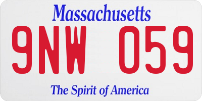 MA license plate 9NW059