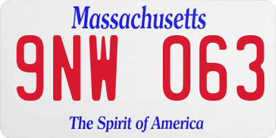 MA license plate 9NW063
