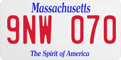 MA license plate 9NW070