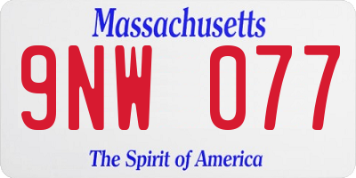 MA license plate 9NW077