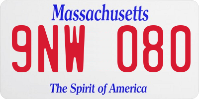 MA license plate 9NW080