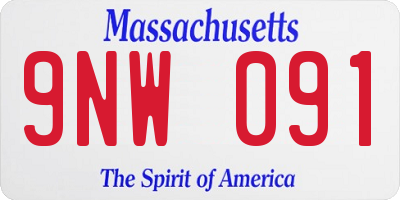 MA license plate 9NW091