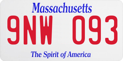 MA license plate 9NW093
