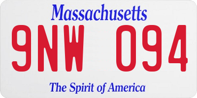 MA license plate 9NW094