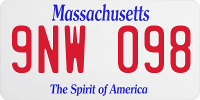 MA license plate 9NW098