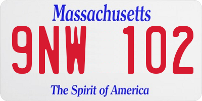 MA license plate 9NW102