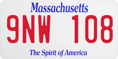 MA license plate 9NW108