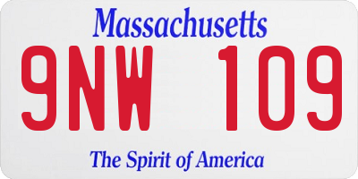 MA license plate 9NW109