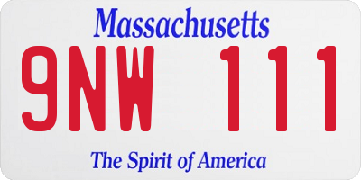MA license plate 9NW111