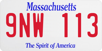 MA license plate 9NW113