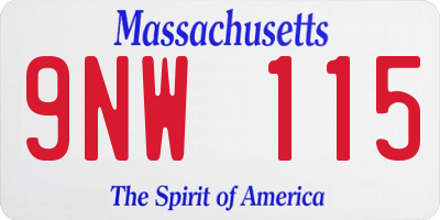 MA license plate 9NW115