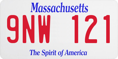 MA license plate 9NW121