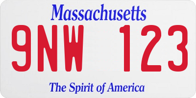 MA license plate 9NW123