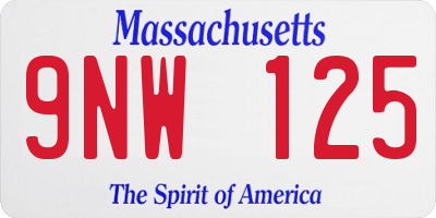 MA license plate 9NW125