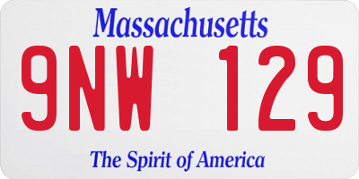 MA license plate 9NW129