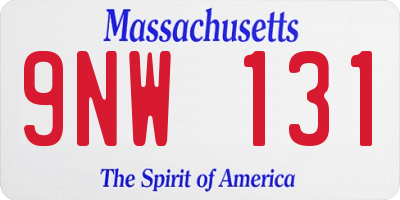 MA license plate 9NW131