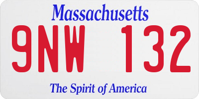 MA license plate 9NW132