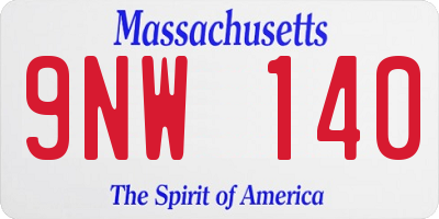 MA license plate 9NW140