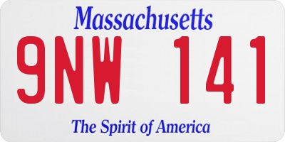 MA license plate 9NW141