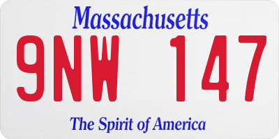 MA license plate 9NW147
