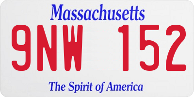 MA license plate 9NW152